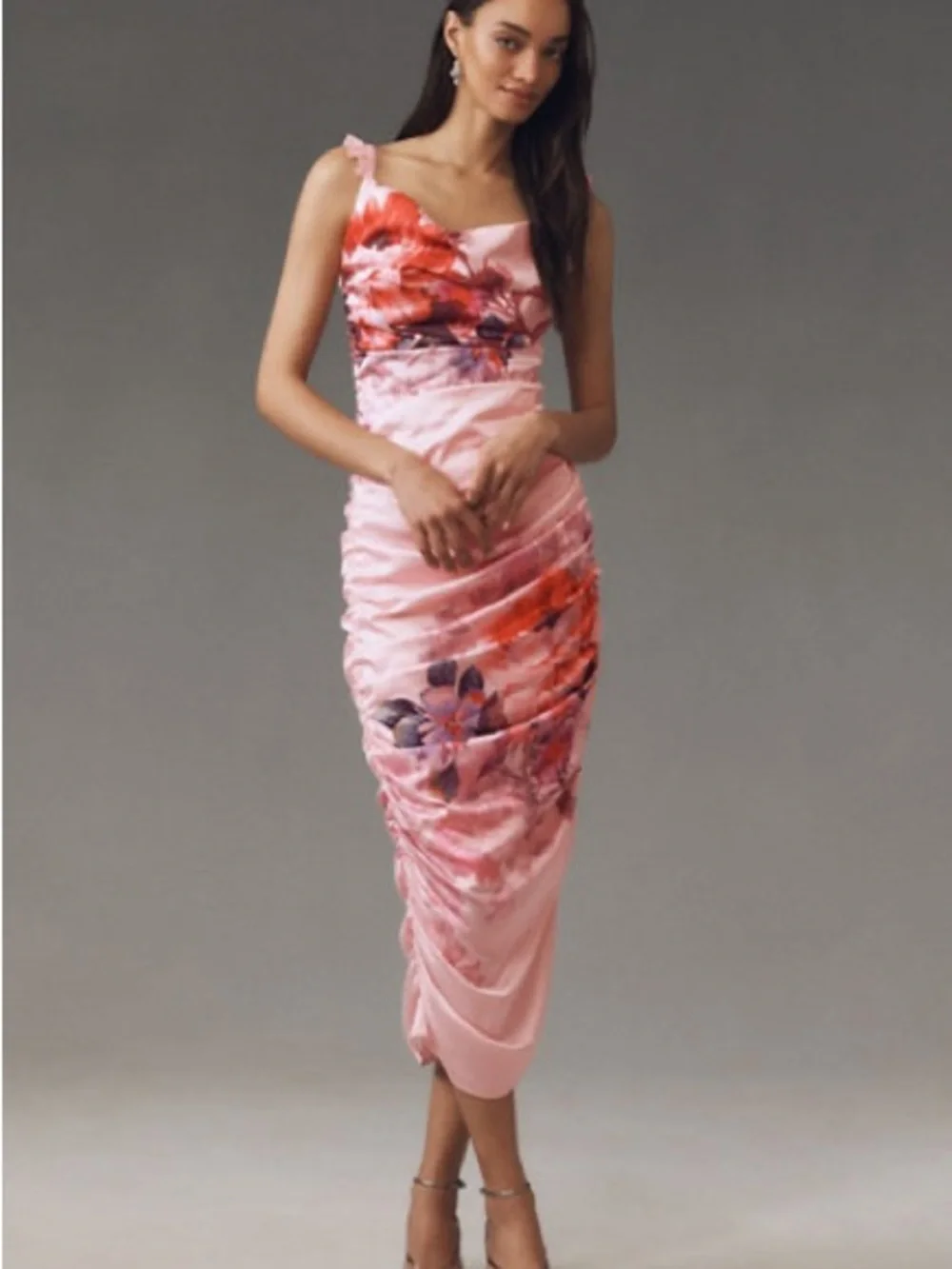 pink floral anthropologie dress Love this @Anthropologie dress! It comes in multiple base colors, like blush, blue, and black, with the floral print on top. Hope they restock soon #anthropologiedress #anthropologiewedding
